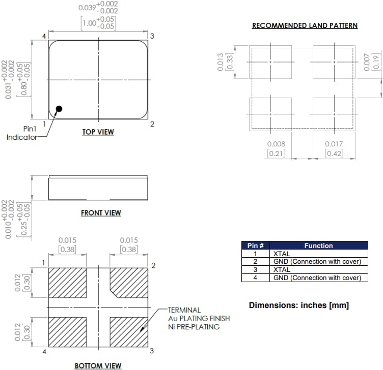 Mechanical Drawing - Abracon ABM14N Crystals